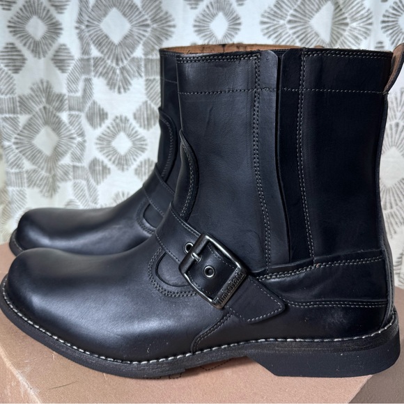 Timberland Earthkeepers 73182 Black Leather Engineer Harness Boots Men’s 10 NIB - Picture 3 of 12